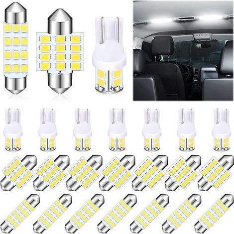 Juego de 24 bombillas LED para coche - Blanco - Adecuado para iluminación interior, de lectura, de techo, de maletero y de matrícula (1/5)