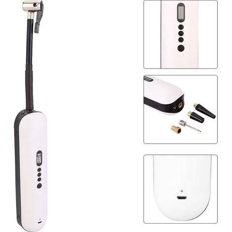 Compresseur d'air portable électrique mini recharge USB 12V 120PSI pour véhicule moto vélo gonfleur pneu 4 adaptateurs LED (1/5)