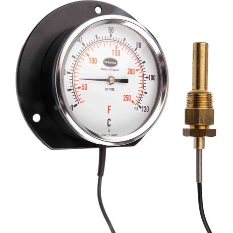 Jauge de température à cadran RS PRO 0°C +120°C ( Prix pour 1 ) (1/4)