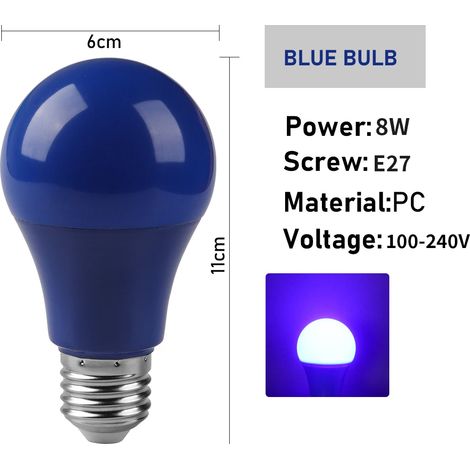 Ampoules LED E27 bleues (lot de 10) pour éclairage de scène, couleur, sans scintillement. (1/2)