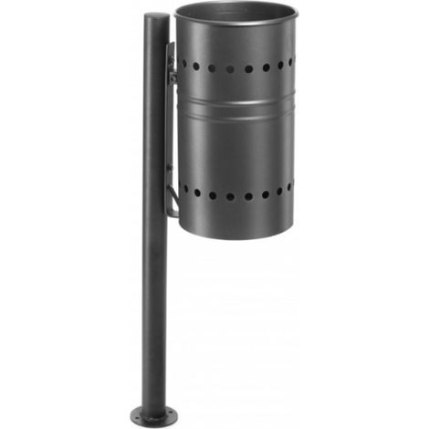 CESTINO VERNICIATO COMPRESO DI PALO,STAFFA E CESTINO,CON VITERIE,TAPPO IN PVC NERO,CON PIASTRA DI BASE PER TASSELLARLA A TERRA