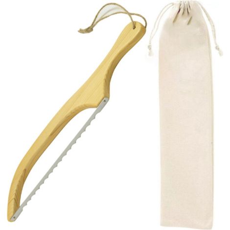 Cuchillo de Pan, Sierra de Pan, Longitud 40 cm, Cortador de pan de madera con mango ergonómico integrado, adecuado para cortar todo tipo de pan, pasteles, frutas, etc. (1/4)