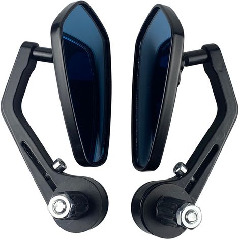 Motorrad- und Elektrofahrzeug-Rückspiegel, klappbare Lenkerspiegel, Lenkerabdeckung, Endkappen, Rückspiegel, drehbare blaue Spiegel (1/4)