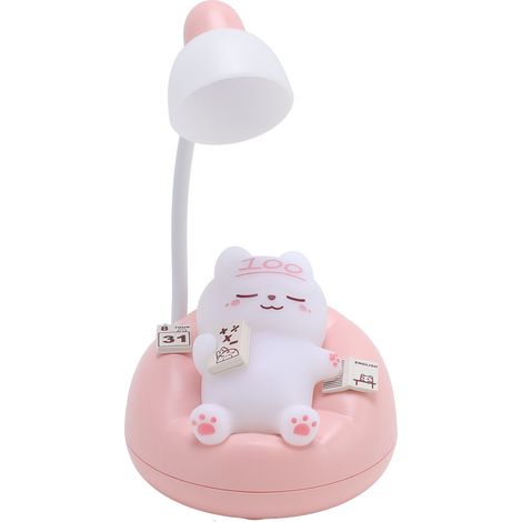 Veilleuse de table en forme de chat mignon, 3 niveaux de luminosité, lampe de chevet animalière rose pour la chambre à coucher (1/5)