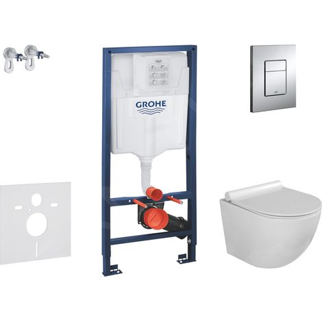 Grohe Rapid SL - Set de bâti-support, cuvette Gaia et abattant softclose, plaque de déclenchement Skate Cosmopolitan, chrome (1/6)