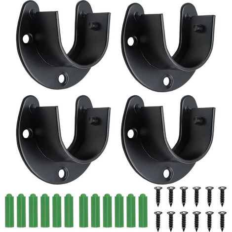 4 Pièces Penderie Acier Inoxydable Support,supports de tige de placard, 32mm Support de Tringle à Vêtements, avec vis et Tubes d'expansion pour Supports D'armoire, Tringles à Rideaux (1/5)