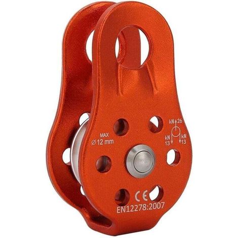 Poulie de poulie en Alliage d'aluminium Bloc de poulie à Corde Simple Robuste pour Corde de 12 mm Escalade 26KN-