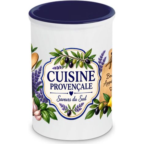 Pot à ustensiles céramique Provence olives et lavande 13 cm