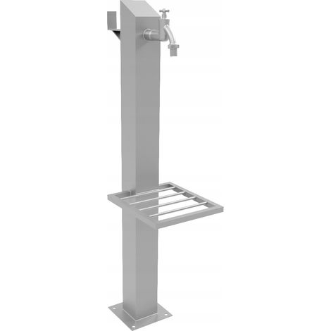 Rubinetto da giardino in acciaio inox da 1/2", palo da 95 cm con mensola e gancio sul palo (1/5)