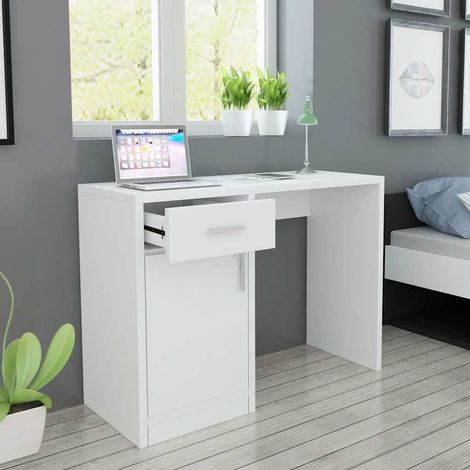 vidaXL Escritorio con cajón y armario blanco 100x40x73 cm (1/5)