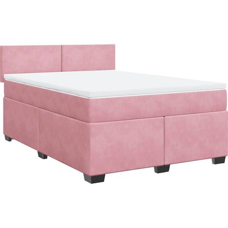 Maison Exclusive - Sommier à lattes de lit avec matelas Rose 140x190 cm Velours (1/5)