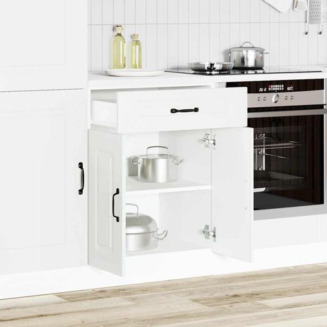 Armoire de cuisine-Meuble de cuisine-Armoire de rangement Kalmar blanc bois d'ingénierie 832684 (1/5)