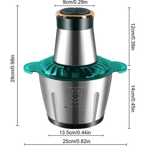 Hachoir à viande électrique, hachoir multifonction à 2 vitesses avec bol et lames en acier inoxydable de 3 L, hachoir/mixeur manuel pour légumes de 110 W, idéal pour les légumes, oignons, ail, salades (1/5)