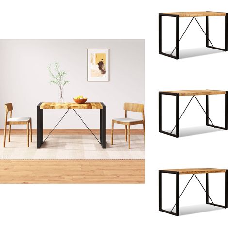 Table à manger Bois de manguier brut 120 cm - Table À Manger Industrielle - Table À Manger Bois Massif - Table À Manger Design - Table À Manger Rustique - Table À Manger Moderne (1/5)