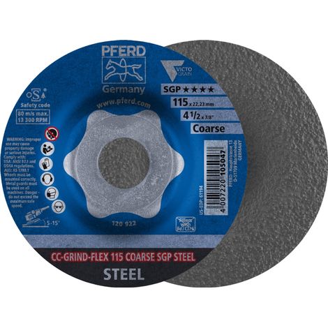 PFERD TOOLS CC-GRIND FLEX Schleifscheibe 115x22,23 mm COARSE Speziallinie SGP STEEL für Stahl 10 Stk (1/5)