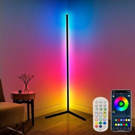 Lampadaire LED à changement de couleur de 55,91 pouces avec fonction de synchronisation musicale, télécommande et contrôle par application, mode DIY créatif et fonction minuterie, lampadaire RGB. (1/5)