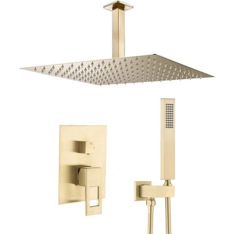 Ensemble de douche encastré au plafond TELMO or brossé Ø 25cm (1/4)