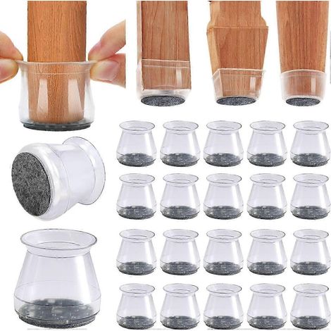 Lot de 20 petits protège-pieds de chaise en silicone, embouts antidérapants en feutre pour protéger les sols et éviter les rayures (rouge). (1/4)