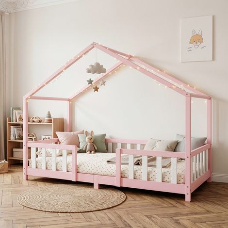 Kinderbett Treviolo 90x200 cm Rosa / Weiß [en.casa]