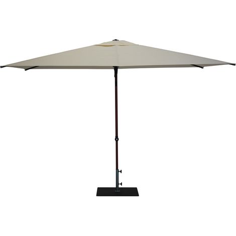 Ombrellone da Giardino 3x2 m Palo Ø38 mm in Alluminio Effetto Legno Tessuto Poliestere Trend Wood Ecru (1/5)