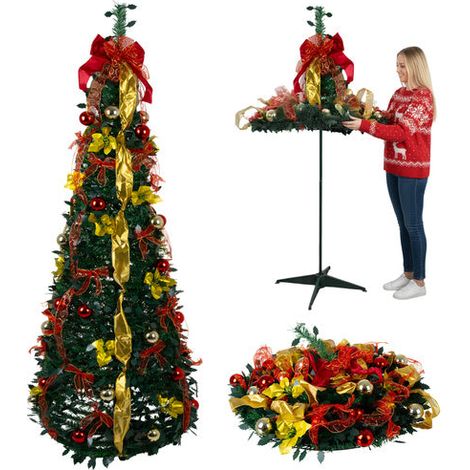 Zusammenklappbarer 180 m hoher kunstlicher weihnachtsbaum mit dekoration