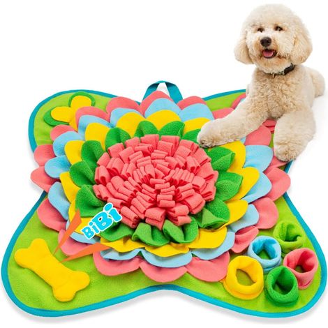 Tapis Snuffle - Tapis D'Enrichissement Pour Chiens Et Chats - 50 x 50 cm - En Fleece - Pour Jeu Olfactif Et Alimentation Lente - 1 Pièce (1/5)