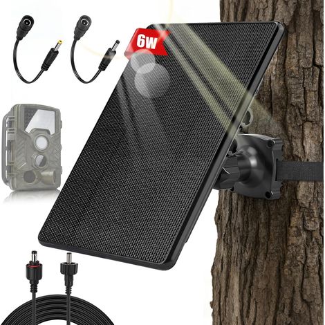 Panneau solaire pour caméras de chasse DC 6 V/9V/12V, 7,4V 4000mAh Batterie avec Sortie connecteur DC 1,7/2,1/1,35 mm, IP65 Compatible avec les caméras de chasse et caméras de vision nocturne (1/5)