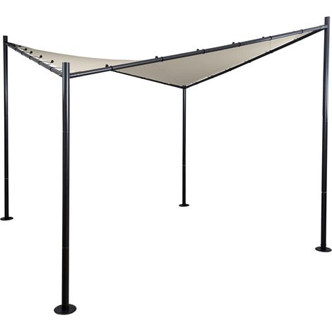 Pergola HHG-885, pavillon de jardin, velum, monture stable, 3x3m crème (1/5)