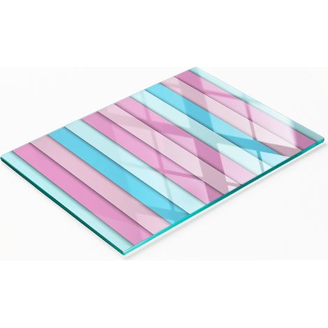 Tablero de vidrio decorativo multifuncional para cocina con rayas de colores, 80x52 cm. (1/5)