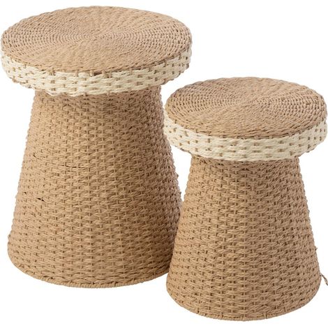 Lot de 2 Table d'Appoint "Barbarra" 46cm Naturel (1/4)