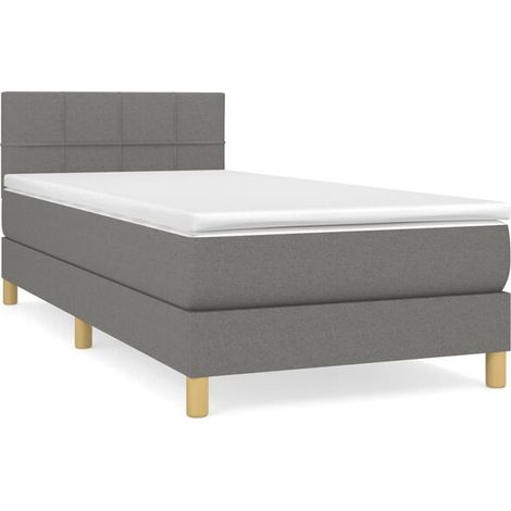 Cadre de lit en tissu, matelas inclus, gris foncé, 80 x 200 cm (1/5)