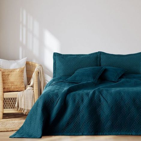Filiyano-Couvre-lit - Ophelia - 260 x 280 cm - Bleu marine - Matelassage ultrasonique style maritime (1/4)