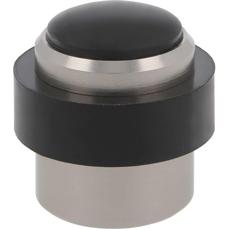 Butée de porte intérieure - 60 mm de hauteur - fixation par vis - vis à bois incluses - avec patin en caoutchouc antidérapant (argenté) (1/5)