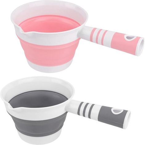Spatule multifonctionnelle, louche pliable, cuillère pliante, cuillère de cuisine, pour une utilisation dans la salle de bain (noire et rose) (1/5)