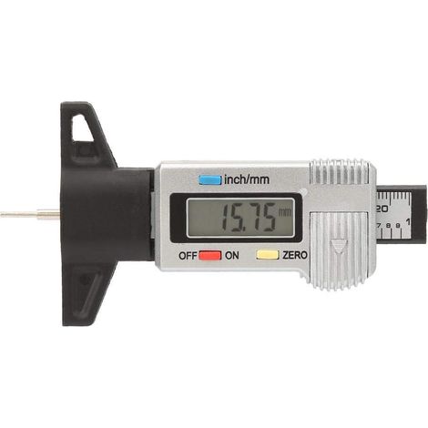 Jauge de profondeur d'inspection d'échelle de pneu numérique Lcd professionnel dans 0-25.4mm outil de mesure d'inspection de bande de roulement 0.01mm (1/5)
