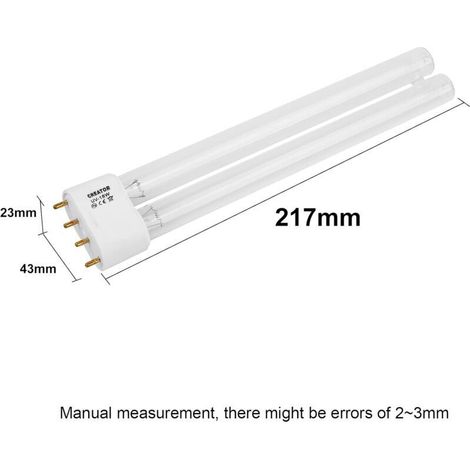 Tube de lampe UVC 18 W G23 – Longueur 217 mm – Durée de vie 8000 heures – Pour filtres et clarificateurs UVC bassin (1/4)
