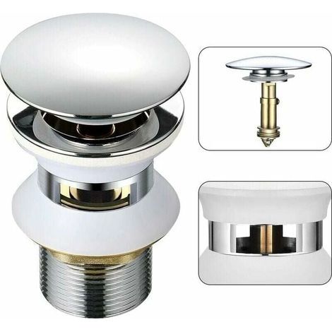 AIPERQ Universel Bonde Lavabo avec Trop-plein Pop-Up Automatique Push Open Click Clack pour Salle de Bain 1-1/4 en Laiton Chromé (1/4)