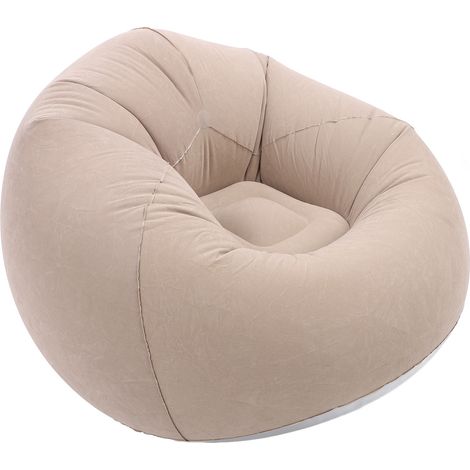 Fauteuil gonflable pliable, portable, épais, stable et avec support, idéal pour le camping et les activités de plein air (gris). (1/5)