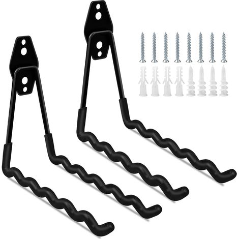 Lot de 2 crochets de garage en forme de vague, robustes et antidérapants, pour vélos, échelles, outils de jardin, cordes et câbles