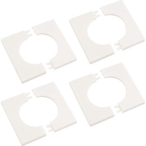 4 Stück Wandrohrabdeckungen, 50 mm Durchmesser aus ABS-Kunststoff, quadratischer geteilter Flansch und dekorative selbstklebende Rohrplakette (Perlweiß) (1/5)