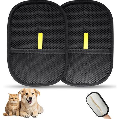 2 Pièces Gant Poil Chat, Double Face Brosse Poils Animaux, Réutilisable Brosse Anti Poils Animaux Pour Lavage Démêlage Et Toilettage (1/5)