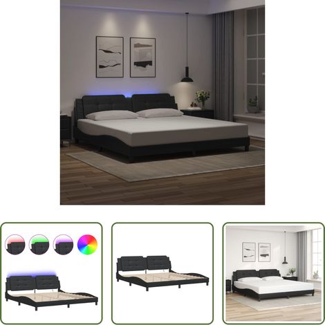 LED-Leuchten - Bettgestell mit LED ohne Matratze "Zadar" Schwarz 200x200 cm (1/5)