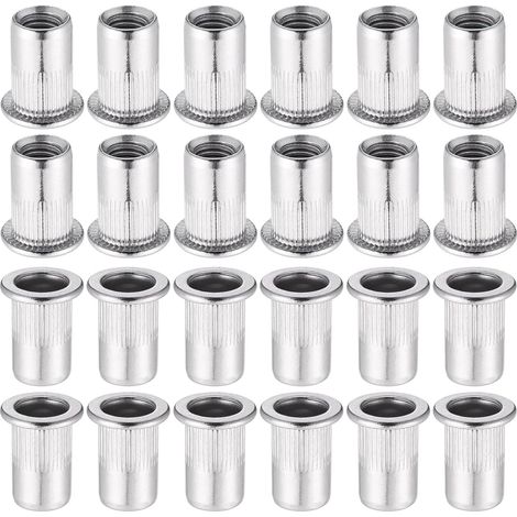 60 Pièces 304 Ecrou a Sertir M8 en Acier Inoxydable Tête Plate Ecrou Aveugle Rivet Fileté Ecrou a Rivet pour pince à insert fileté (1/5)