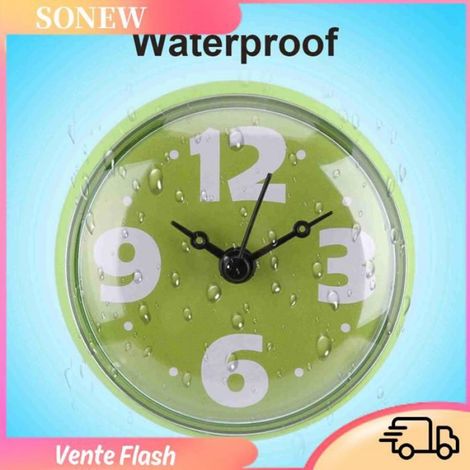 Horloge Murale - Étanche - Ventouse - Pour Salle De Bain Cuisine Miroir Carrelage - 7 X 4 Cm - 1 Pièce (1/5)