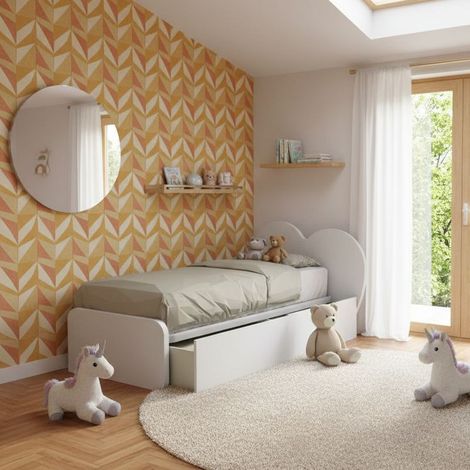 Letto singolo a cuore 80x190 con cassetti - Bianco