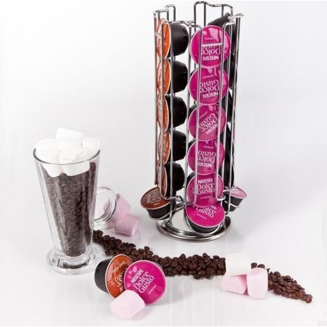 Porta capsule girevole per 24 capsule di caffè Dolce Gusto - LESHP - Nero - Plastica - Resina - Cilindrico