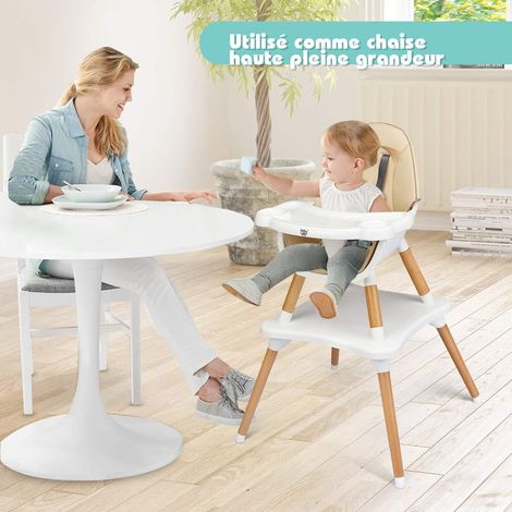 Costway – Chaise haute bébé 4 en 1 convertible – Plateau réglable en 4 étapes – Matériaux écologiques – Ceinture de sécurité 5 points – Repose-pieds