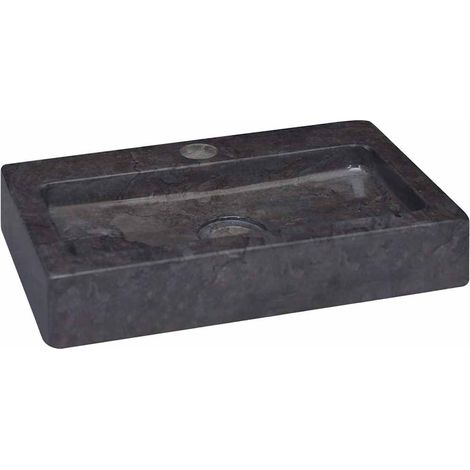 Lavabo mural noir 38x24x6,5 cm marbre