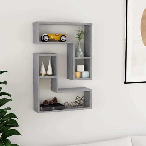 807218 vidaXL Wall Shelves 2 pcs Concrete Grey 50x15x50 cm Engineered Wood (1/5)
