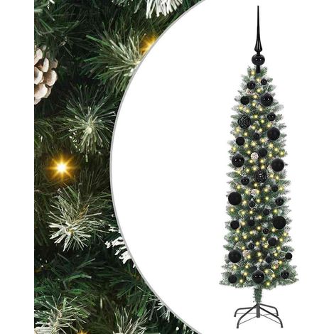 Arbre de Noël  Sapin de Noël artificiel slim avec 150 LED Vert et blanc 120 cm (1/5)
